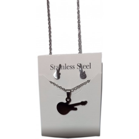 Guitar Necklace Set Stainless Steel