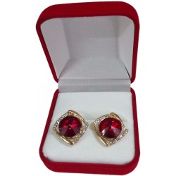 Gift Earrings - Gold With Red Stone