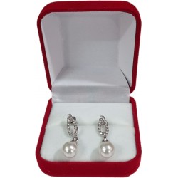 Silver Earrings with Perl & Decorative Ringstones