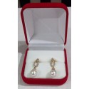 Gold Earrings with White Pearl