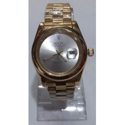 Rolex Gold Stainless Steel Metal Men's Watch with Day and Date Function