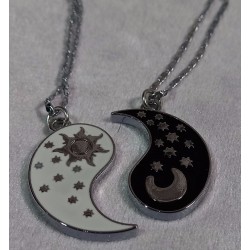 Peace Stainless Steel Friendship Necklace with Sun, Moon & Stars