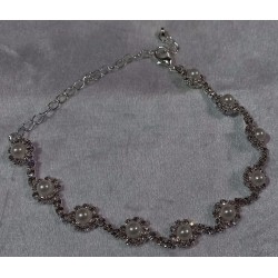 Stainless Steel Silver Bracelet With Rhinestones