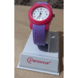 Mingrui Purple on Pink Silicon Children's Analog Wrist Watch