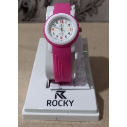 Rocky Pink on White Silicon Children's Analog Wrist Watch