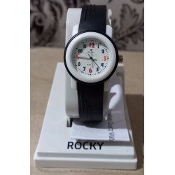 Rocky Black on White Silicon Children's Analog Wrist Watch