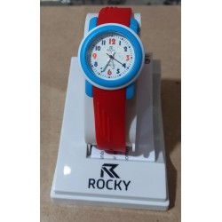 Rocky Red on Blue Silicon Children's Analog Wrist Watch