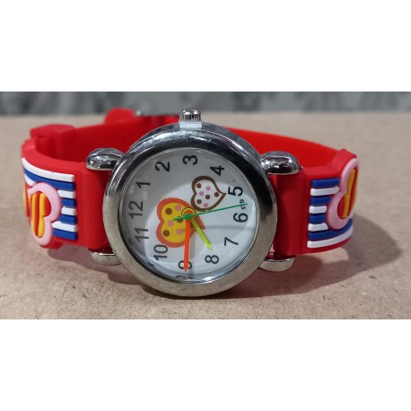 Red Colourful Themed Silicon Children's Analog Wrist Watch