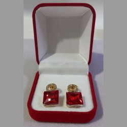 Gold Earring Gift Set With Red Ruby