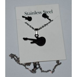 Guitar Necklace Set Stainless Steel