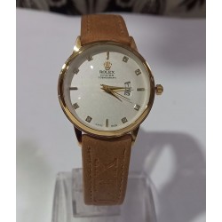 Ladies Rolex Oyster Cosmograph Brown Leather Watch with Date Function