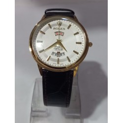 Rolex Men's Perpetual Calendar Brown Leather Wrist Watch