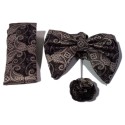 Brown Patterened Bow Tie Set