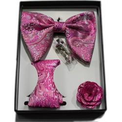 Pink Floral Bow Tie Set