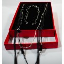 Elegant 5-Piece Black Long Necklace & Bracelet Jewelry Set