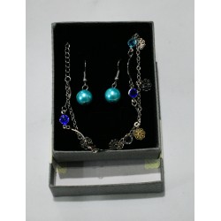 Silver and Blue Bracelet and Earrings Set