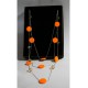 3 Piece Silver and Orange Layered Necklace and Earrings Set