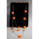 3 Piece Silver and Orange Layered Necklace and Earrings Set