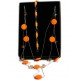 3 Piece Silver and Orange Layered Necklace and Earrings Set