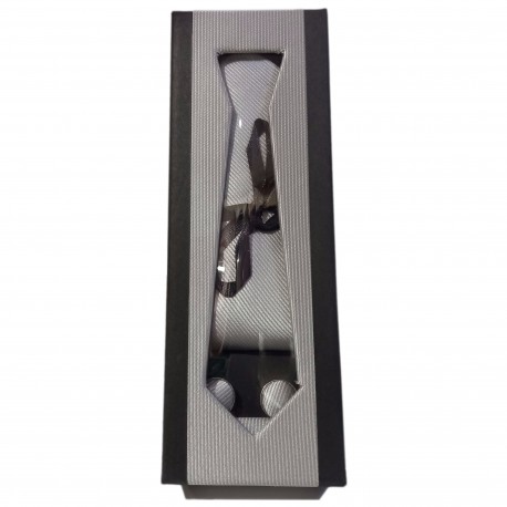 Stripped Light Grey Tie Set