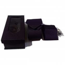 Dark Purple Stripped Tie Set