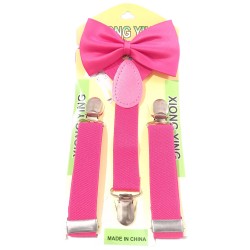 Pink Suspenders and Bow Tie Gift Set for Children – Adjustable Suspenders and Matching Pre-tied Bow Tie for Special Occasions