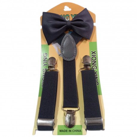 Grey Suspenders and Bow Tie Gift Set for Children