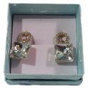 Gold and Silver Square Earring Set