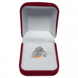 Silver Stainless Steel Engagement Ring with Rhinestone