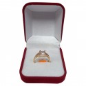 Gold Stainless Steel Engagement Ring with Embellishments and Square Rhinestone