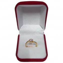 Gold Stainless Steel Engagement Ring with Rhinestone and Cross Embellishments