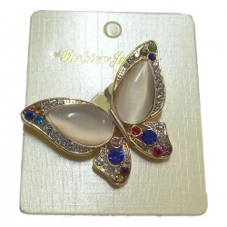 Butterfly Nude Pearl Brooch With Colours and Embellishments