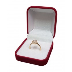 Gold Stainless Steel Engagement Ring With Rhinestones Around