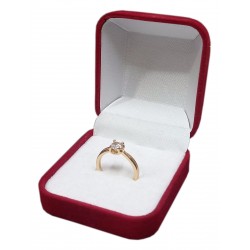 Gold Coated Stainless Steel Engagement Ring With Single Simple Rhinestone