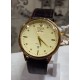 Rolex Men's Oyster Date Brown Leather Watch with Gold Face