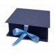 Elegant 9x9x3.5 Inch Gift Box with Shredded Paper & Permanent Ribbon - Flip to Open