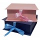 Elegant 9x9x3.5 Inch Gift Box with Shredded Paper & Permanent Ribbon - Flip to Open