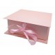 Elegant 9x9x3.5 Inch Gift Box with Shredded Paper & Permanent Ribbon - Flip to Open