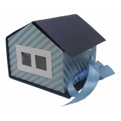 Charming House-Shaped Gift Box with Shredded Paper & Permanent Ribbon